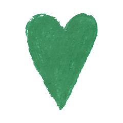 Vector colorful illustration of heart shape drawn with green colored chalk pastels. Elements for design greeting card, poster, banner, Social Media post, invitation, sale, brochure, other graphic