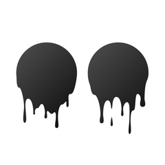 Dripping black circles. Dripping liquid. Liquid drops of ink. Vector illustration