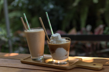 Iced coffee drinks with paper straws