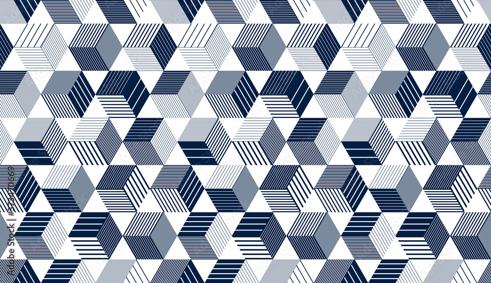 Aufkleber seamless cubes vector background, lined boxes repeating tile pattern, 3d architecture and constructi