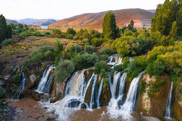Muradiye waterfall, which is located on the Van - Dogubeyazit highway, a natural wonder often visited by tourists in Van, Turkey