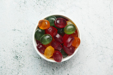 A bowl with bright candy sweets