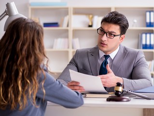 Lawyer discussing legal case with client