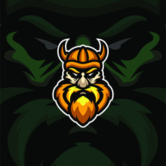 earded Viking Warrior Mascot Vector Illustration