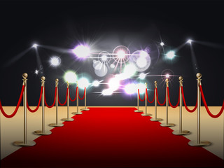 Red Carpet Colored And Realistic Composition