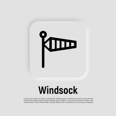 Windsock thin line icon. Vector illustration of air wind direction, aviation instrument.