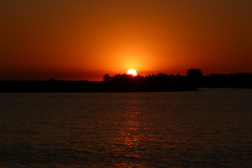 sunset over the river