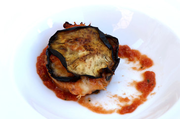 Italian-style eggplant Parmesan (Parmigiana), a typical Neapolitan dish