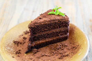 chocolate cake on plate
