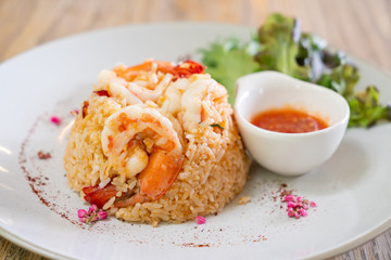 shrimps fried rice with salt egg