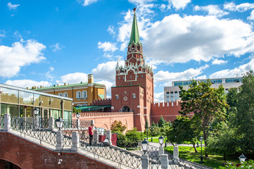Fototapeta na wymiar Fortresses were often built at the confluence of two rivers. The western walls of the Moscow Kremlin are built along the Neglinka River, which was hidden underground in the 18th century.