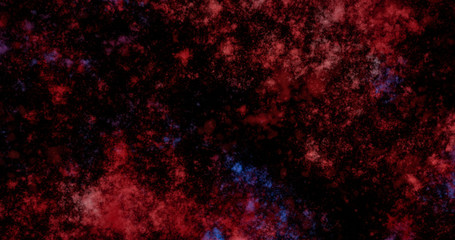Vibrant abstract background for design. Blurry color spots on a black background: red, dark blue, orange.