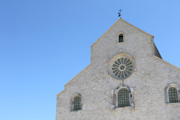 Exterior of the Roman Catholic Cathedral dedicated to San Nicola Pellegrino in Trani, Puglia, Italy