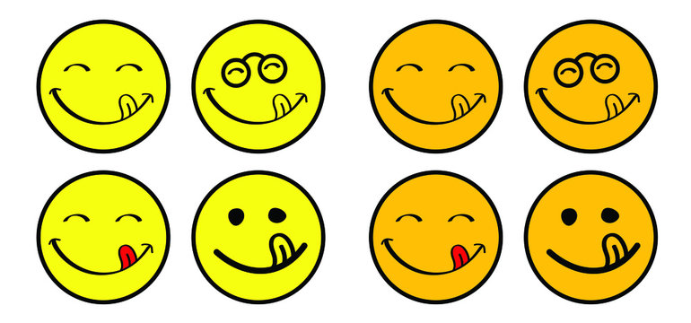 Mmm Yummy smile with tongue lick mouth World smile day or month Food logo Smiling everyday Funny vector laugh cartoon sign Delicious, tasty eating emoji lip face Emotion smiley lips symbol licking