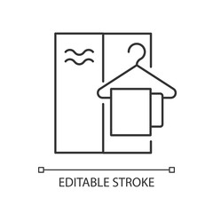 Changing cabin linear icon. Water park, summer beach, public swimming pool recreation thin line customizable illustration. Contour symbol. Vector isolated outline drawing. Editable stroke