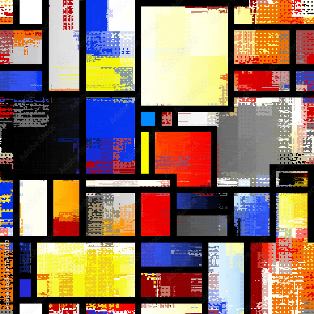 Aufkleber mondrian style design. seamless vector pattern.