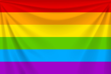 realistic waving rainbow lgbt flag with folds