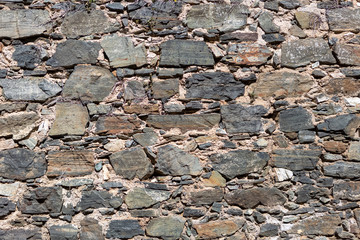 Architecture textures, detailed wall masonry schist and granite mix