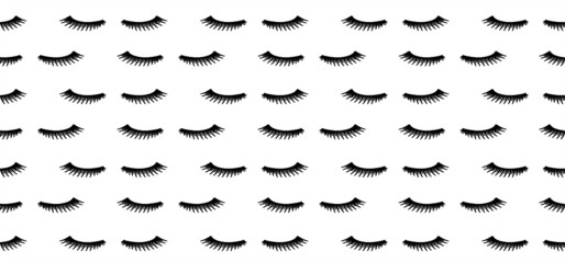 Look icons, funny eye wink banner. Flat vector repeat eyes signs. Open and close eyes. Eyelashes outline seamless pattern. Eye lashes icons. World dream day. Happy sleep or dreams time.