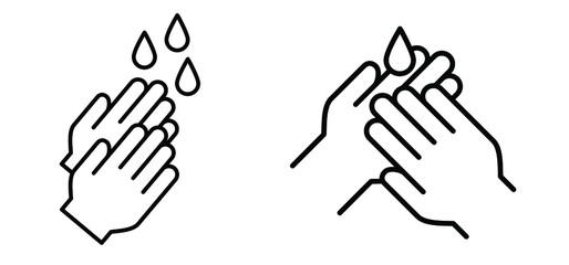 Hand washing, handwashing with soap, alcohol, detergent, anti bacteria and water. Wash your hands to keep clean icons. Flat vector icon. Hygiene sign symbols. Stop coronavirus  (Covid-19) Corona virus