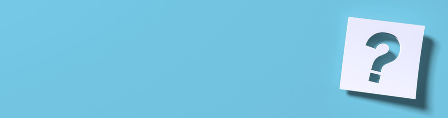 Question mark in front of a red color wall background. Business support concept - 3D Rendering.