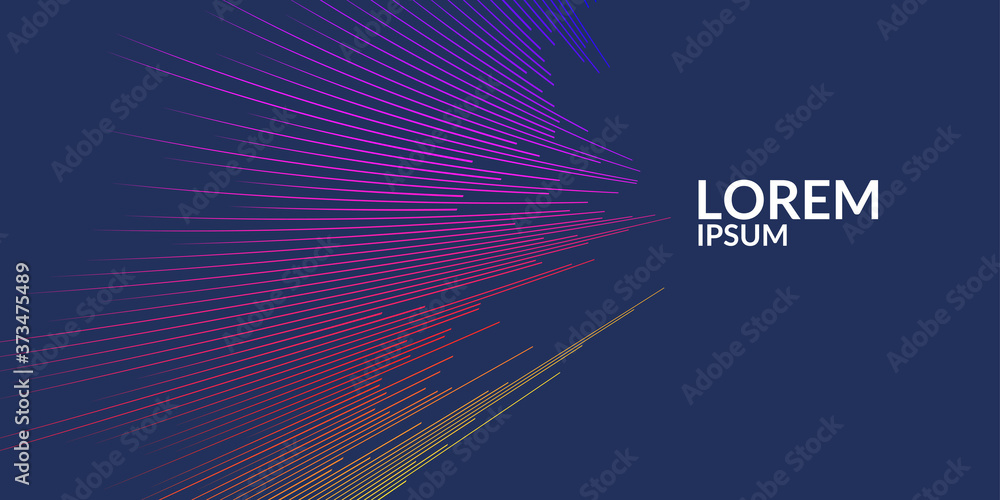 Poster vector abstract background with dynamic waves, line and particles.