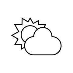 Sun with clouds,line style icon,flat design
