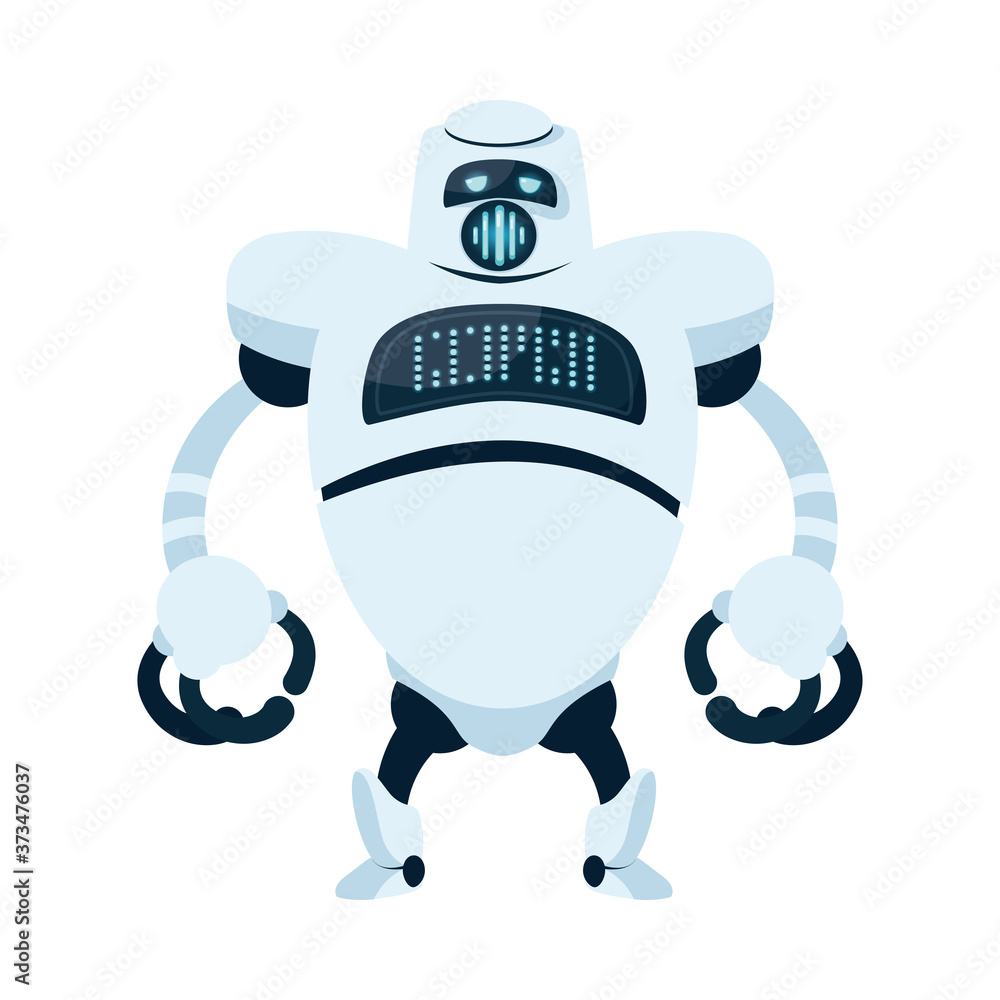 Wall mural white robot cartoon with face vector design