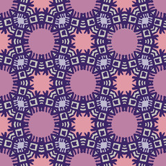 Purple abstract geometric seamless vector pattern. Decorative surface print design for fabrics, stationery, wrapping paper, textiles, scrapbook, and packaging.