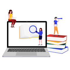 Illustration of someone studying online