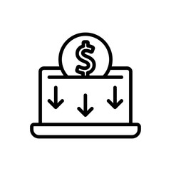 Laptop, low sales icon. Simple line, outline vector elements of economy icons for ui and ux, website or mobile application