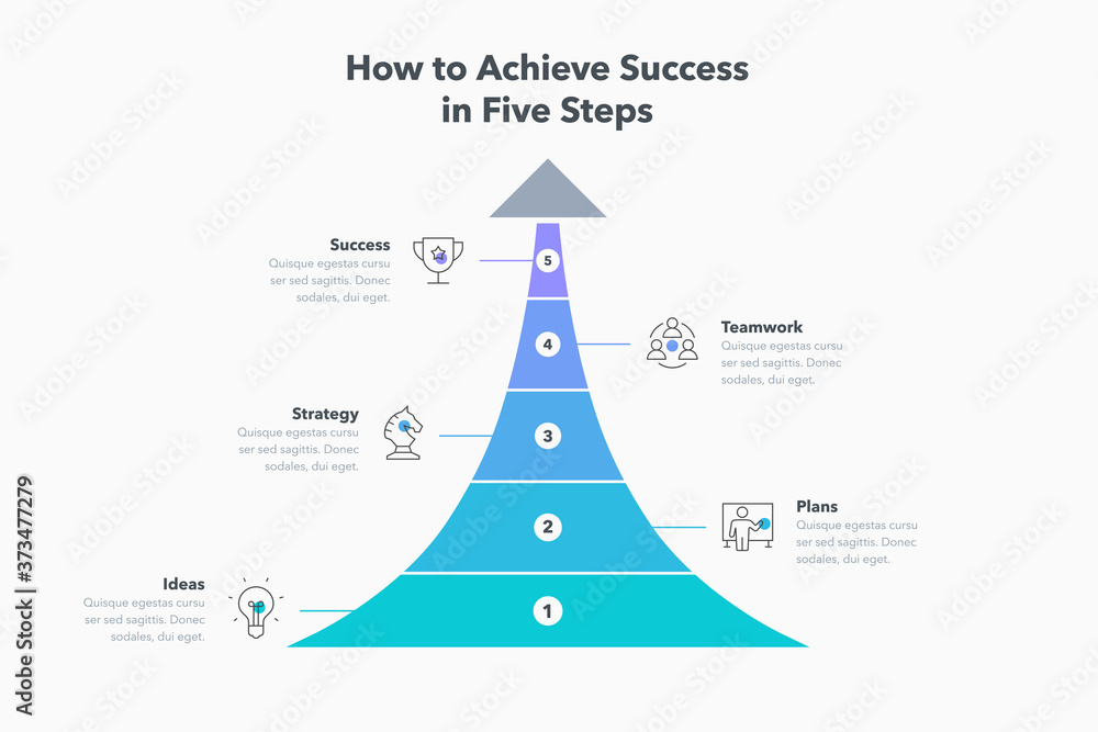 Leinwandbilder Simple infographic for how to achieve success in five steps with place for your content. Easy to use for your website or presentation.