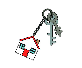 House keys on a white background. Cartoon. Vector illustration.