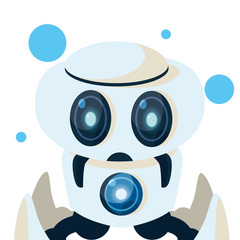 white robot cartoon with blue circles vector design