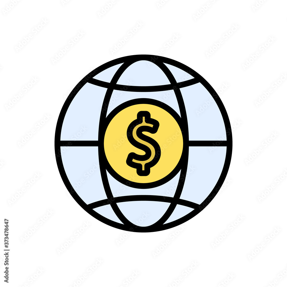 Poster global economy icon. simple color with outline vector elements of economy icons for ui and ux, websi