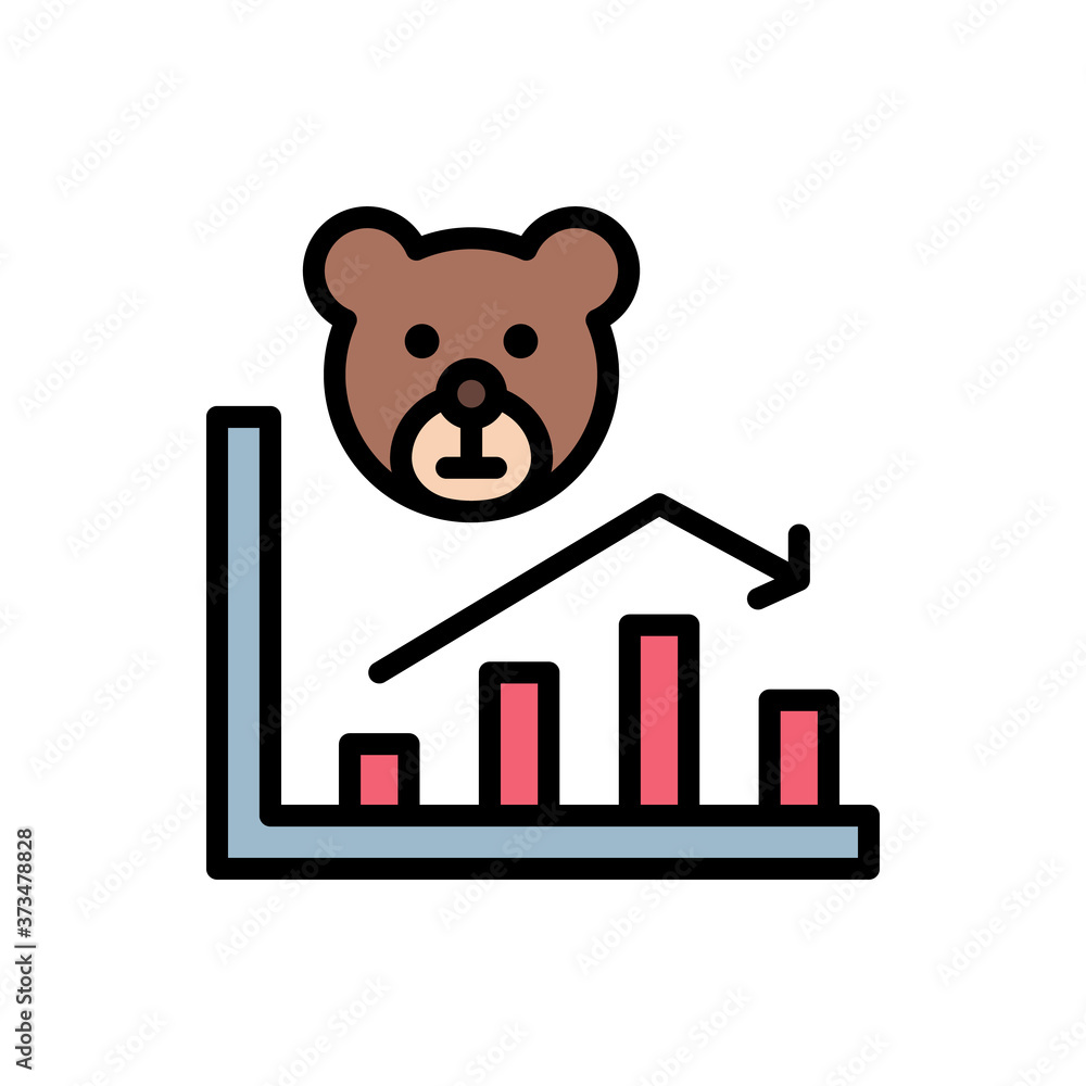 Poster bear market, chart icon. simple color with outline vector elements of economy icons for ui and ux, w