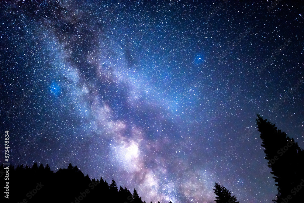 Wall mural starry sky. milky way galaxy. this long exposure astronomical photograph taken in the middle of the 