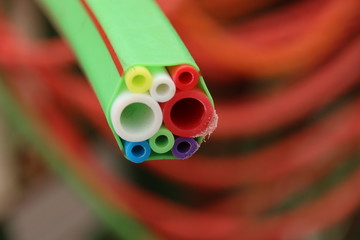 Hose with tubes into it for glass fibre cables for fast internet in Zevenhuizen.