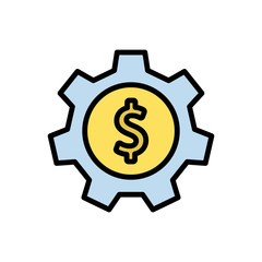 Money management, gear icon. Simple color with outline vector elements of economy icons for ui and ux, website or mobile application