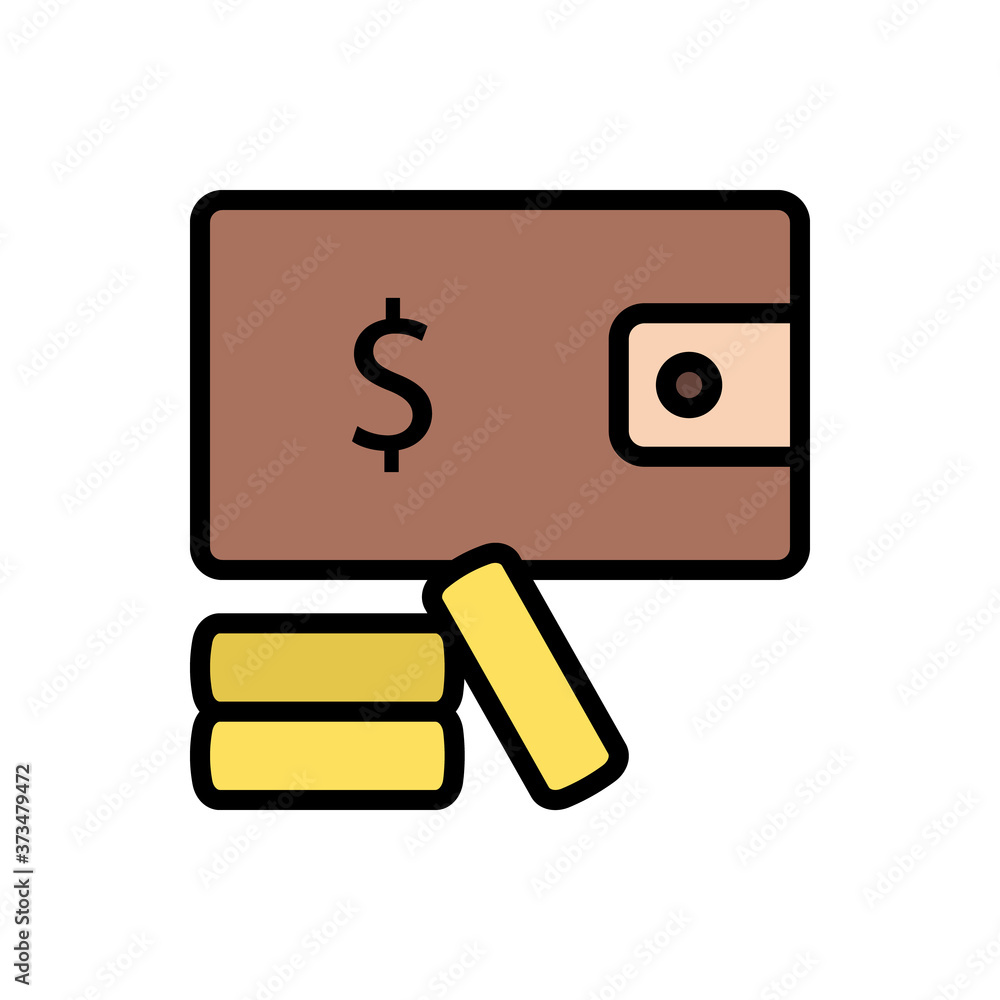 Aufkleber wallet, coins icon. simple color with outline vector elements of economy icons for ui and ux, websit