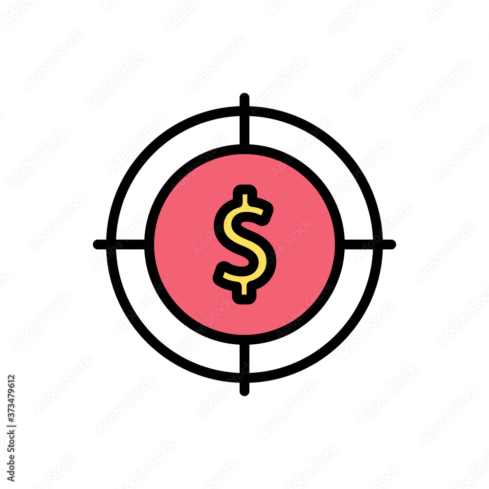 Poster target, dollar icon. simple color with outline vector elements of economy icons for ui and ux, websi