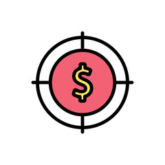 Target, dollar icon. Simple color with outline vector elements of economy icons for ui and ux, website or mobile application