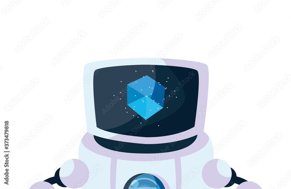 Poster isolated white robot with cube vector design