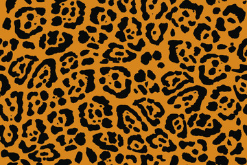 Leopard print. Trendy seamless vector print. The texture of the animals. Jaguar spots on an orange background. Imitation of cheetah skin painted on clothes or fabric