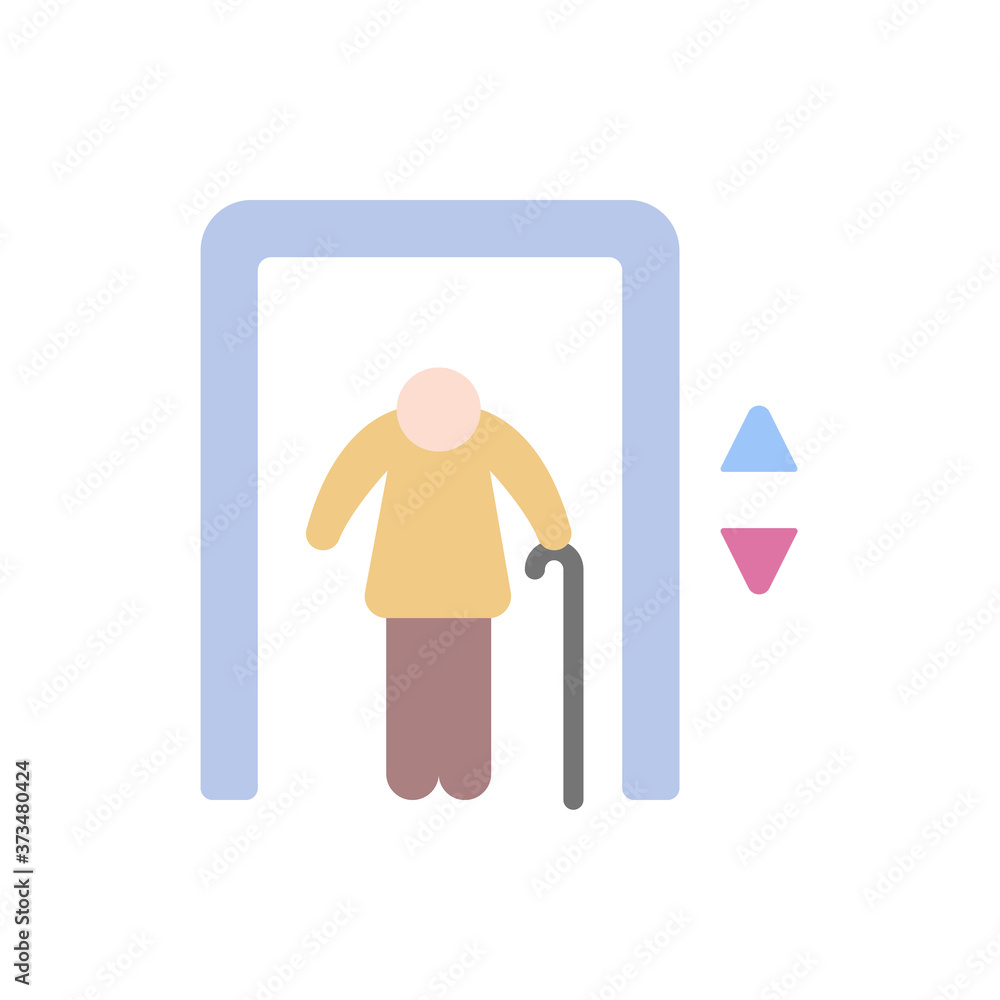 Poster elevator old retirement home icon. simple color vector elements of nursing home icons for ui and ux,