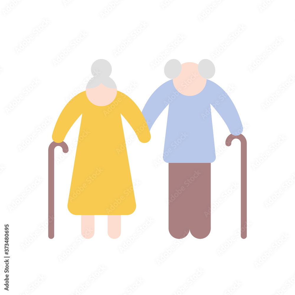 Poster old couple icon. simple color vector elements of nursing home icons for ui and ux, website or mobile