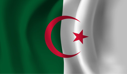 Waving flag of the Algeria. Waving Algeria flag