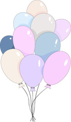 balloons in delicate colors on a white 
background for a holiday