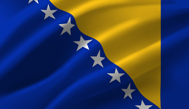 Waving flag of the Bosnia and Herzegovina. Waving Bosnia and Herzegovina flag
