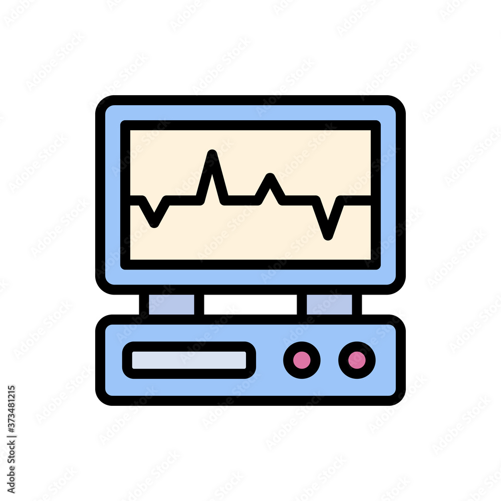 Poster electrocardiogram old icon. simple color with outline vector elements of nursing home icons for ui a